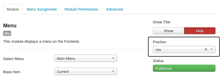 FavThemes tutorial for the main navigation module positions